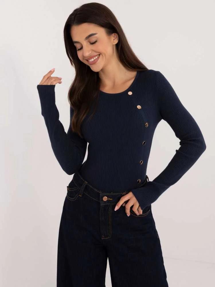 Wool Fashion Italia Megztinis-AT-SW-2332-2,65 tamsiai mėlynas