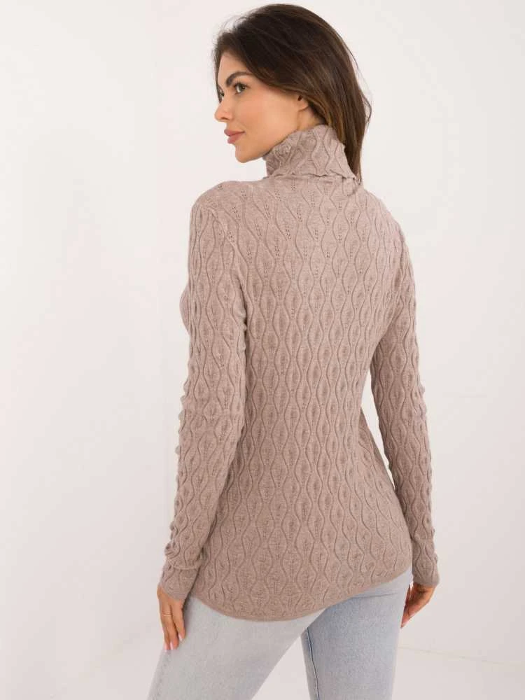 Wool Fashion Italia Megztinis-AT-SW-2334-2,61-tamsiai smėlio spalvos