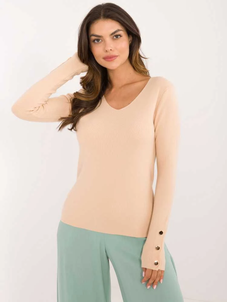 Wool Fashion Italia Megztinis-AT-SW-2334.91-smėlio spalvos