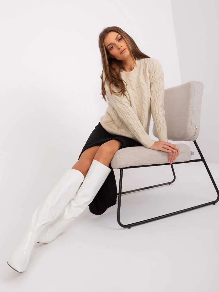 Wool Fashion Italia Megztinis-AT-SW-2335-1.68P-smėlio spalvos