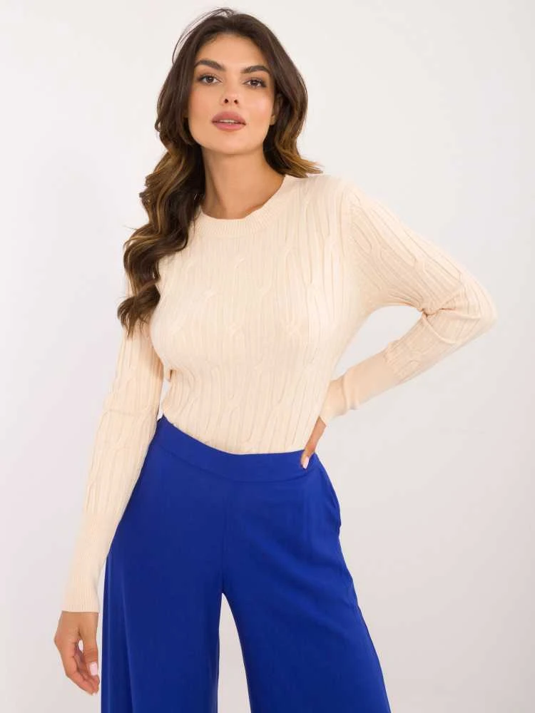 Wool Fashion Italia Megztinis-AT-SW-2338-2.00-šviesiai smėlio spalvos