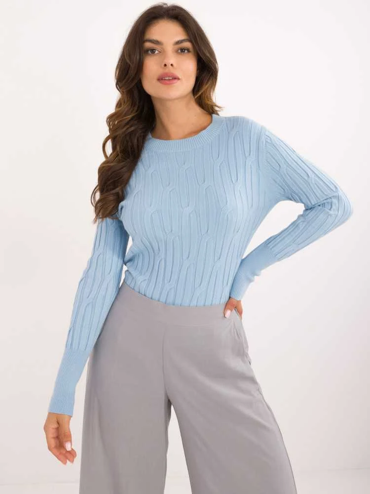Wool Fashion Italia Megztinis-AT-SW-2338-2.00-šviesiai mėlynas
