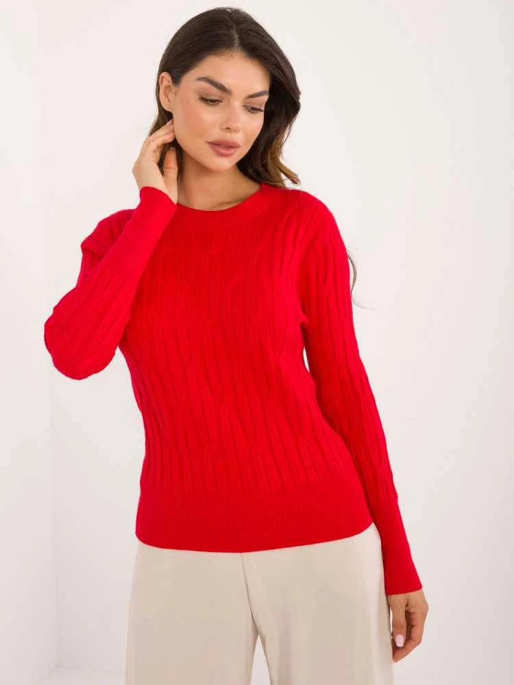 Wool Fashion Italia Megztinis-AT-SW-2338-2,61-tamsiai raudonas