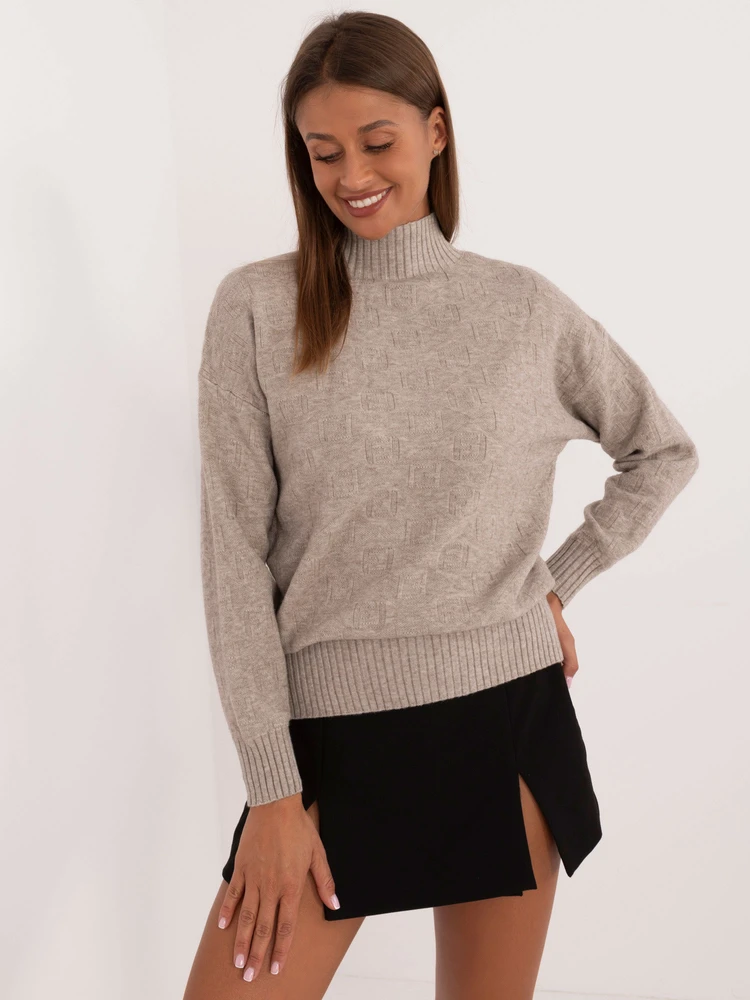 Wool Fashion Italia Sweter-AT-SW-2339.54-ciemny bezowy