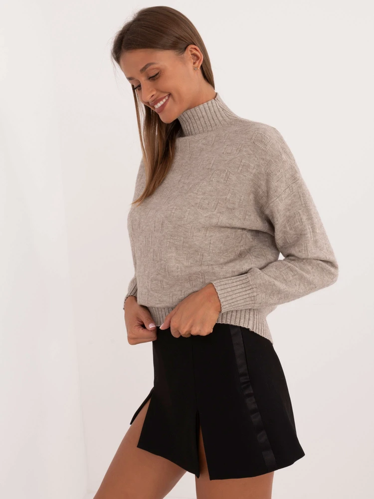 Wool Fashion Italia Sweter-AT-SW-2339.54-ciemny bezowy