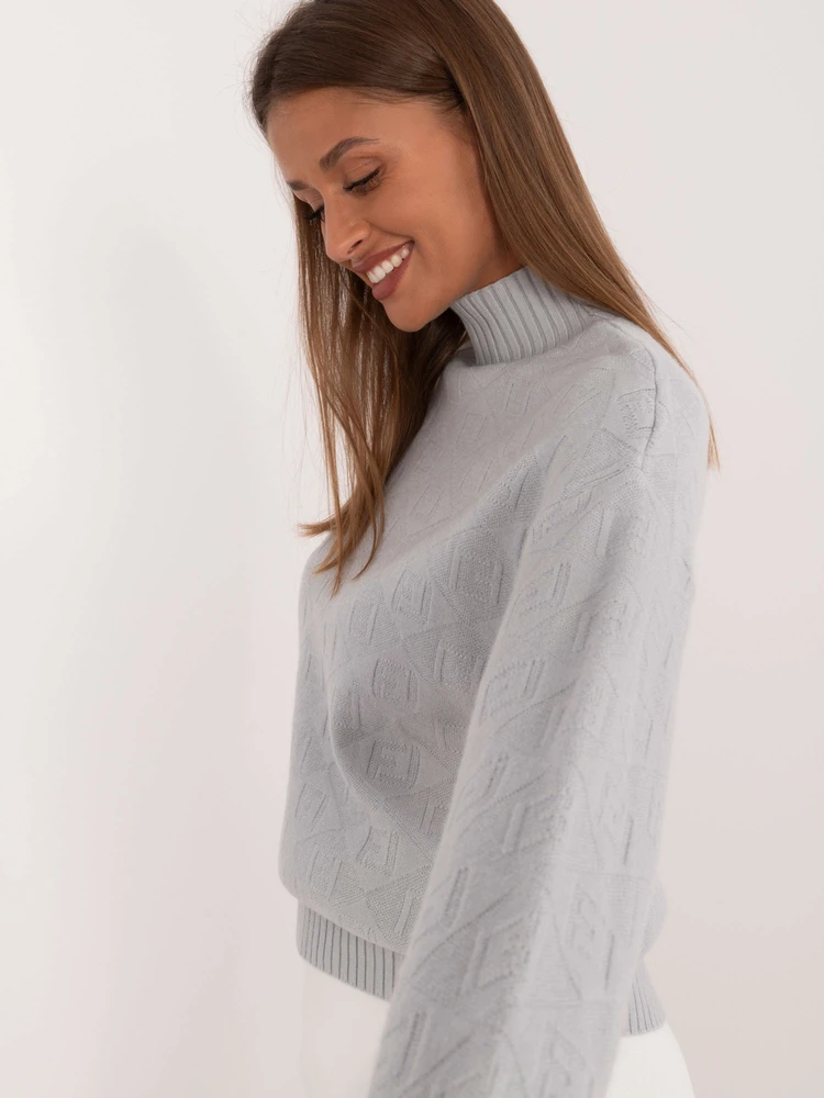 Wool Fashion Italia Sweter-AT-SW-2339.54-jasny pilka