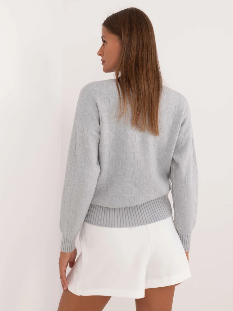Wool Fashion Italia Sweter-AT-SW-2339.54-jasny pilka