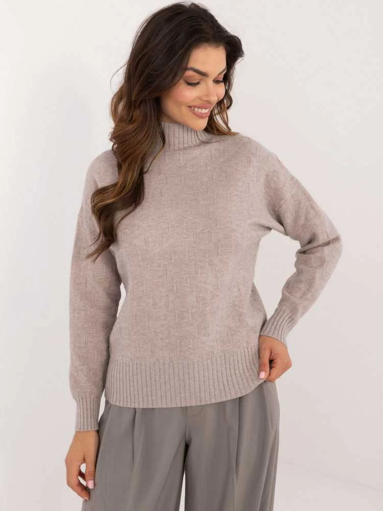 Wool Fashion Italia Megztinis-AT-SW-2339.54-smėlio spalvos