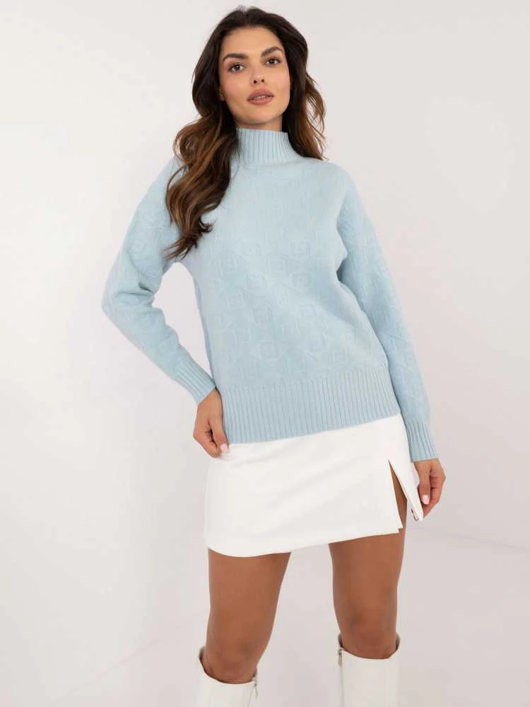 Wool Fashion Italia Megztinis-AT-SW-2339.54-šviesiai mėlynas
