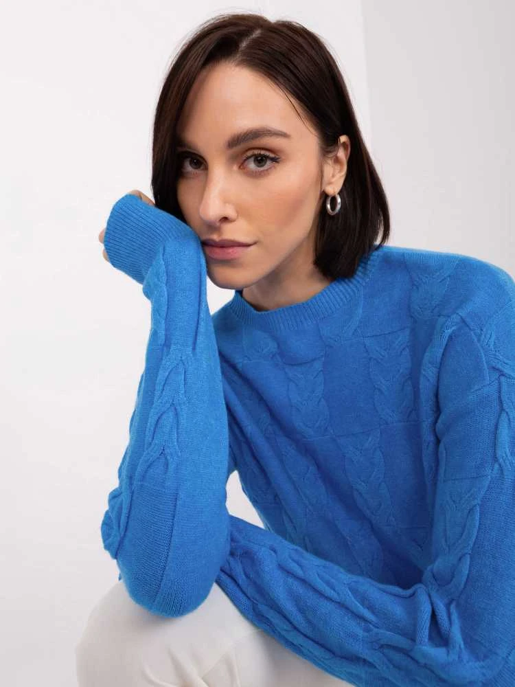 Wool Fashion Italia Megztinis-AT-SW-2340.10-mėlynas