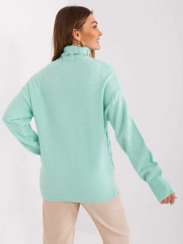 Wool Fashion Italia Megztinis-AT-SW-23401.97P-tamsi mėtinė