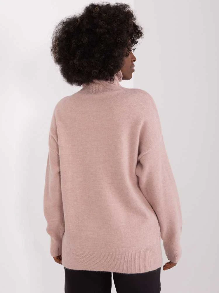 Wool Fashion Italia Megztinis-AT-SW-23401.97P-tamsiai rožinis