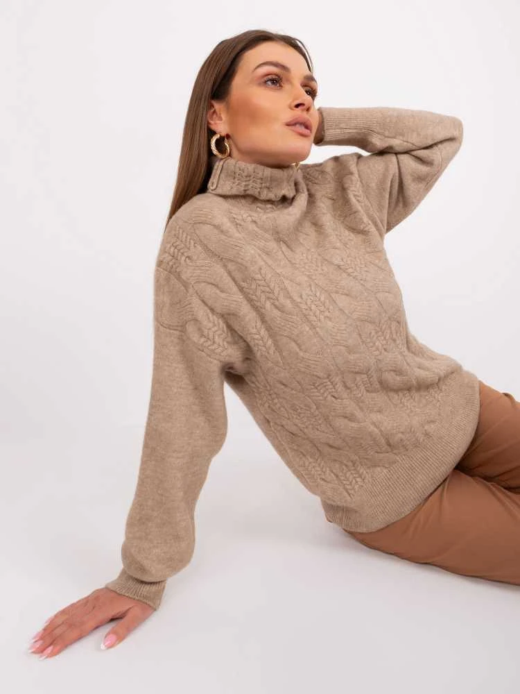 Wool Fashion Italia Megztinis-AT-SW-23401.97P-šviesiai rudas
