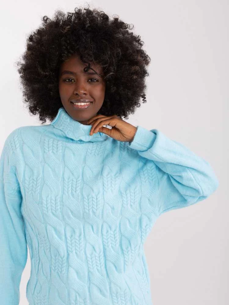 Wool Fashion Italia Megztinis-AT-SW-23401.97P-šviesiai mėlynas
