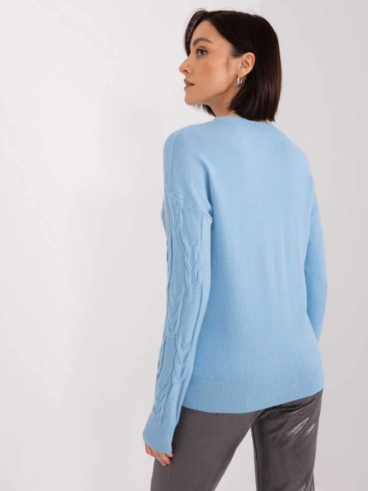 Wool Fashion Italia Megztinis-AT-SW-2340.43-šviesiai mėlynas