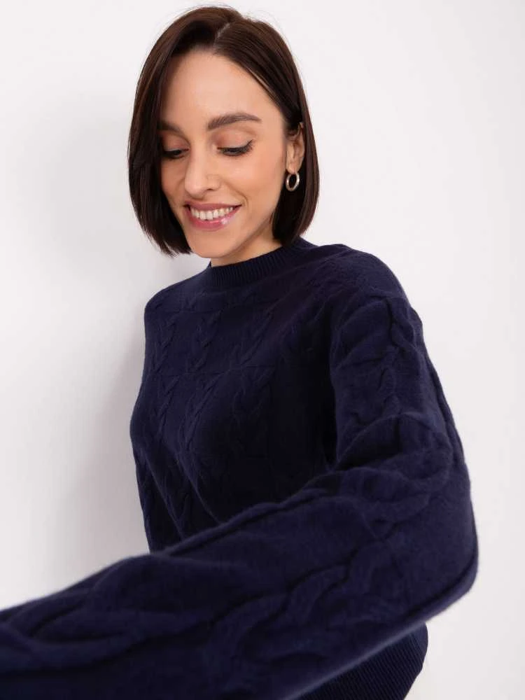Wool Fashion Italia Megztinis-AT-SW-2340.80 - tamsiai mėlynas