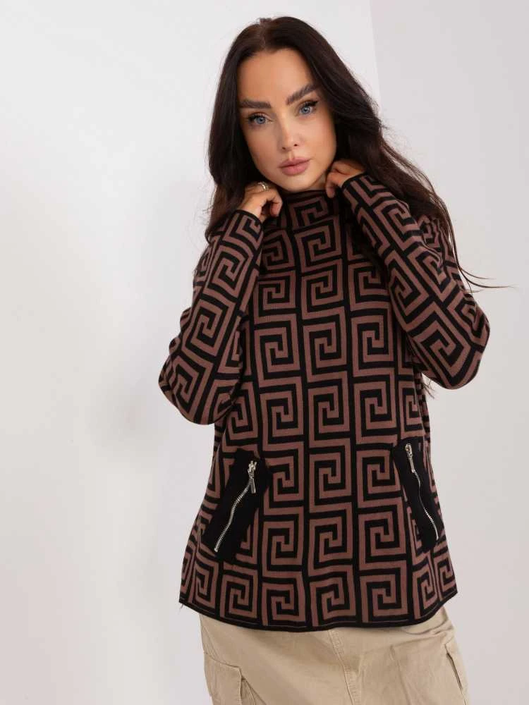 Wool Fashion Italia Megztinis-AT-SW-2341.00P-tamsiai rudas
