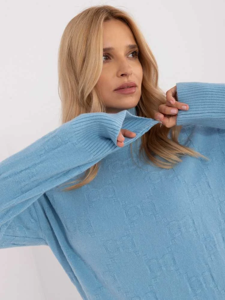 Wool Fashion Italia Megztinis-AT-SW-2342-1,35-šviesiai mėlynas