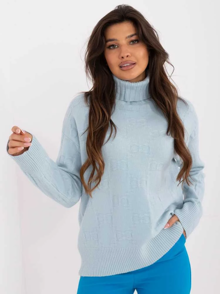 Wool Fashion Italia Megztinis-AT-SW-2342-1,35-šviesiai mėlynas