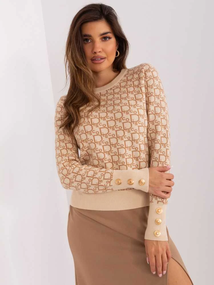 Wool Fashion Italia Sweter-AT-SW-2342.46P-smėlio spalva