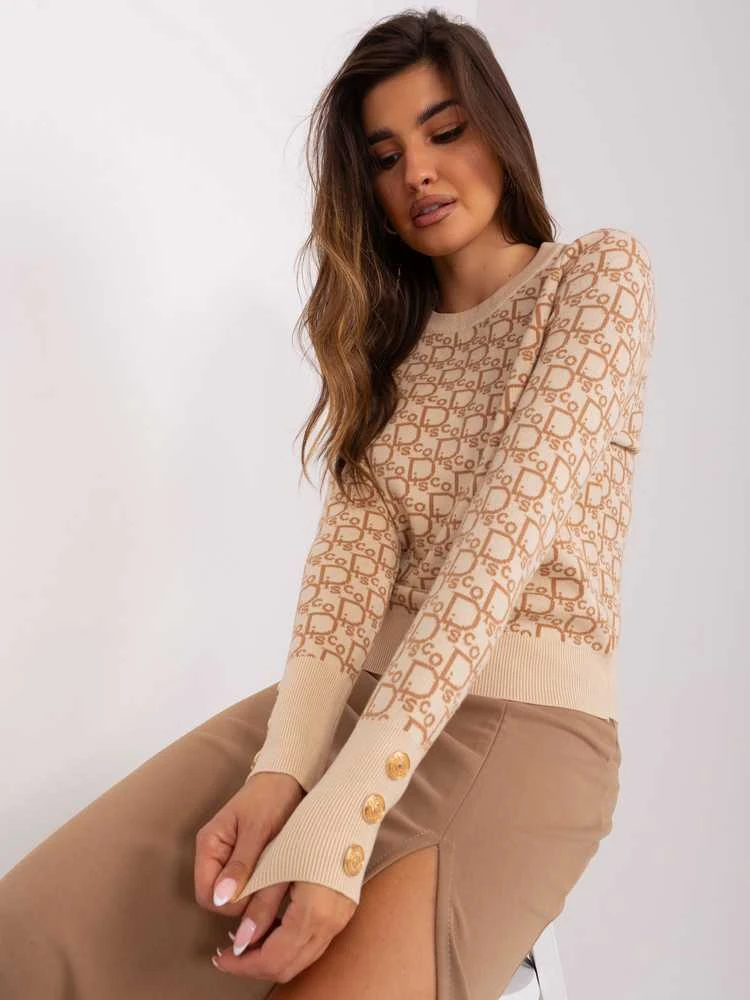 Wool Fashion Italia Sweter-AT-SW-2342.46P-smėlio spalva