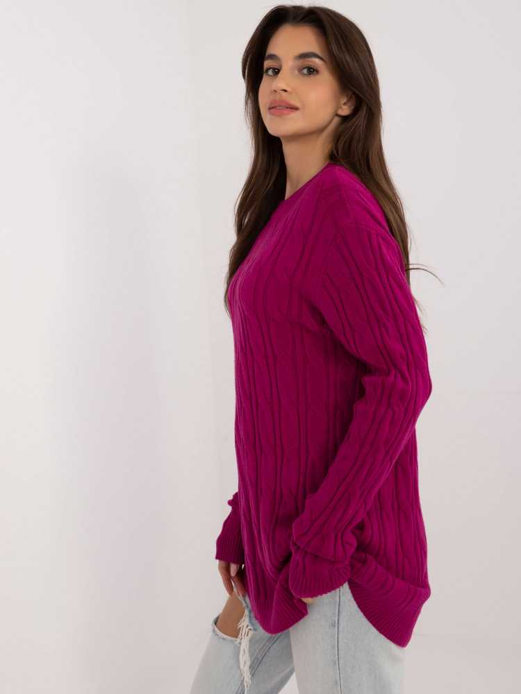 Wool Fashion Italia Sweter-AT-SW-2343.88-ciemny violetinė
