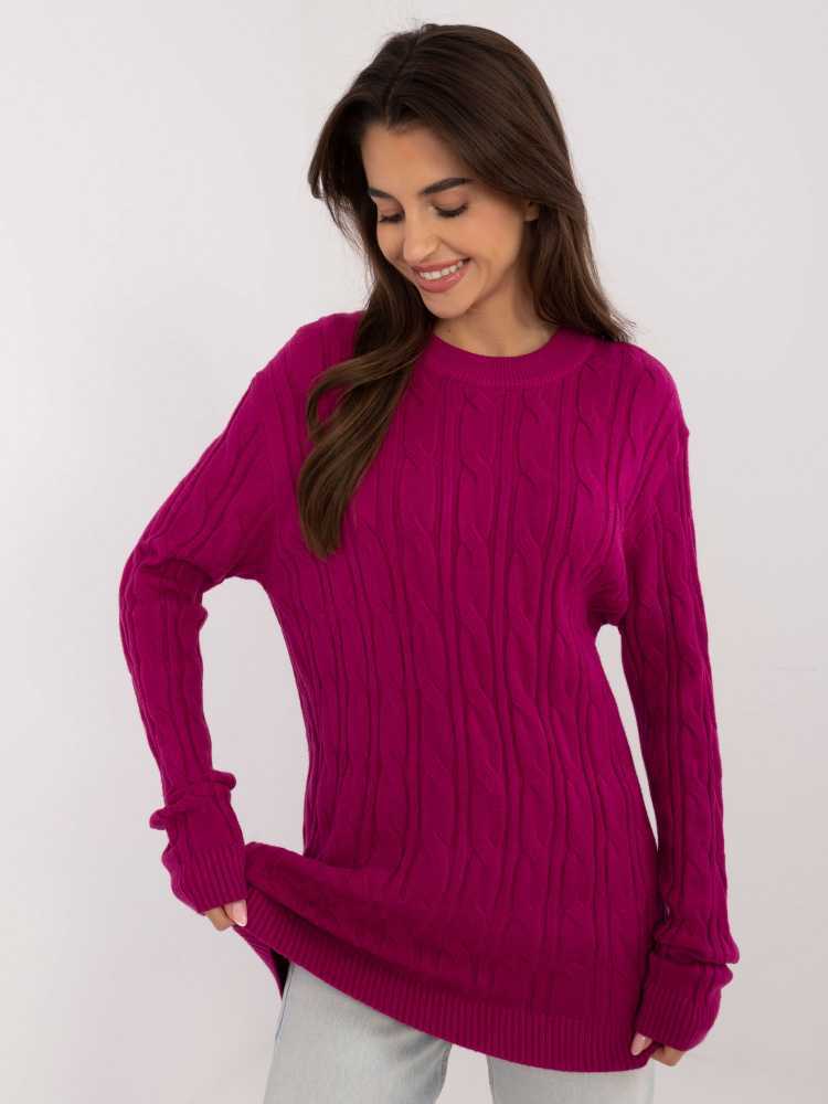 Wool Fashion Italia Sweter-AT-SW-2343.88-ciemny violetinė