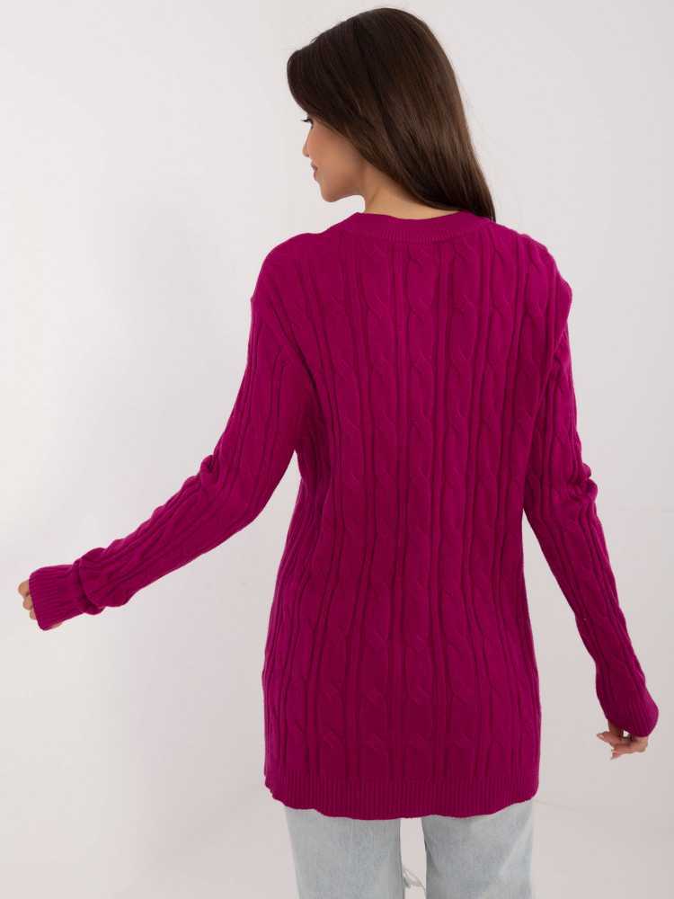 Wool Fashion Italia Sweter-AT-SW-2343.88-ciemny violetinė