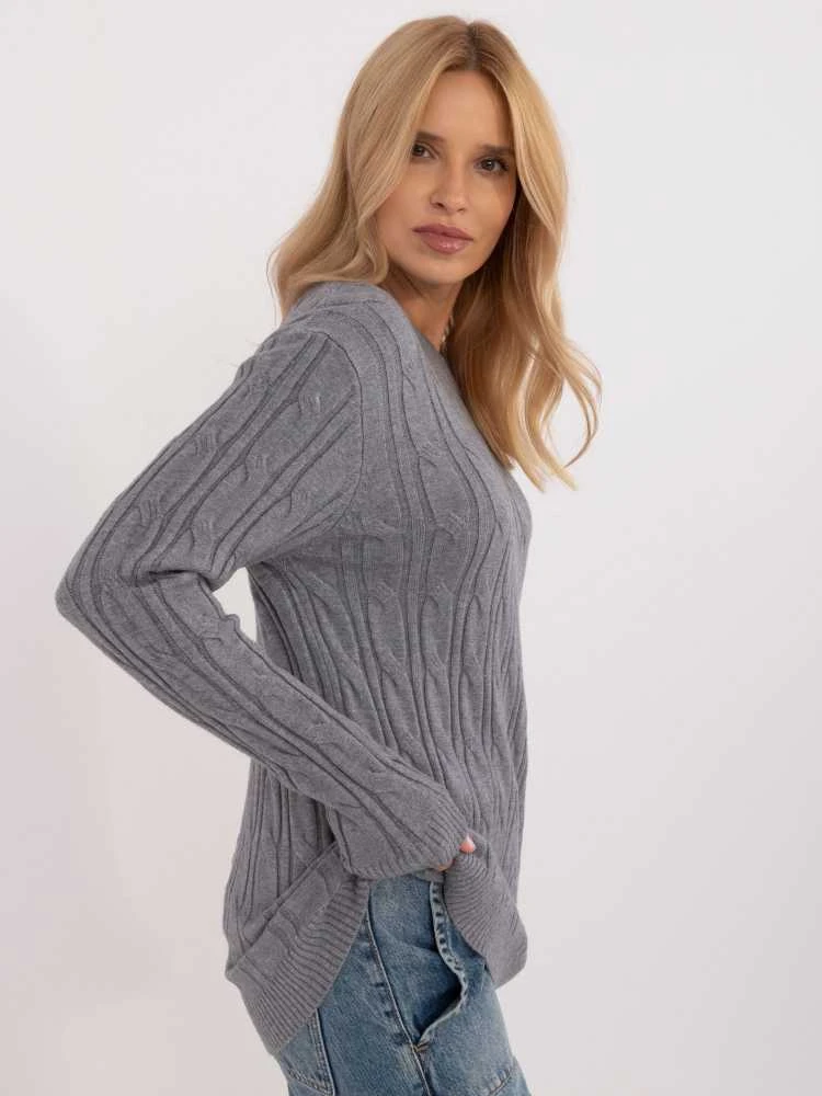 Wool Fashion Italia Megztinis-AT-SW-2343.88-tamsiai pilkas