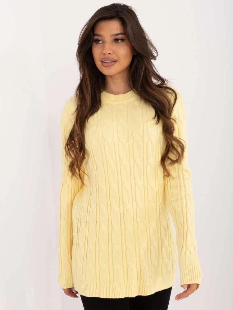 Wool Fashion Italia Megztinis-AT-SW-2343.88-šviesiai geltonas