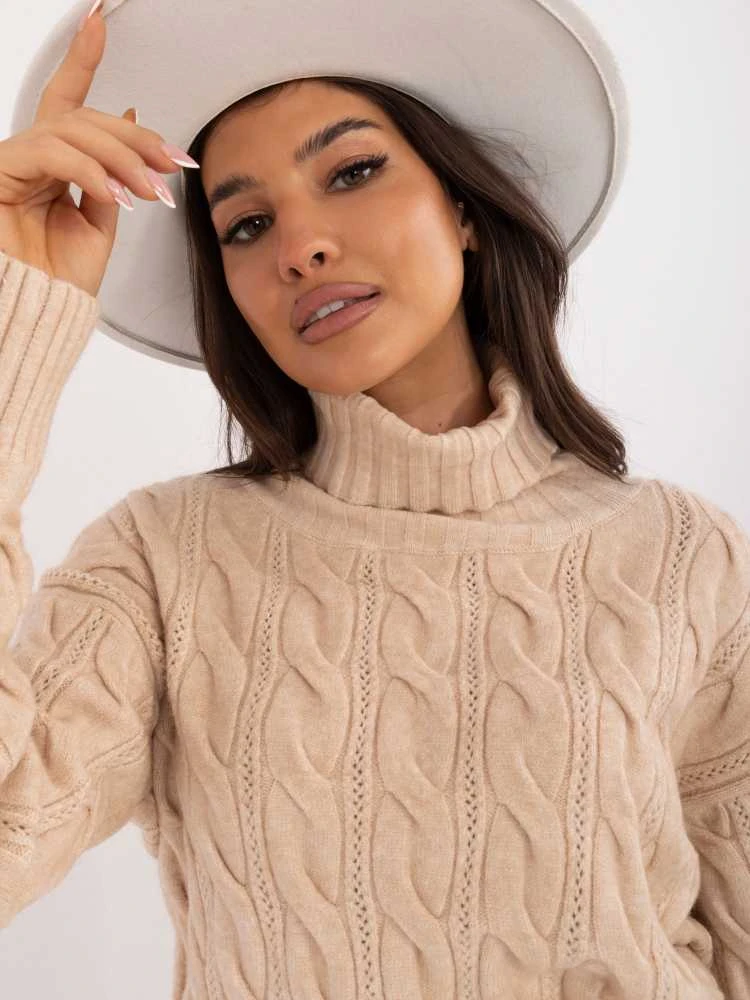 Wool Fashion Italia Megztinis-AT-SW-23445.00-smėlio spalvos