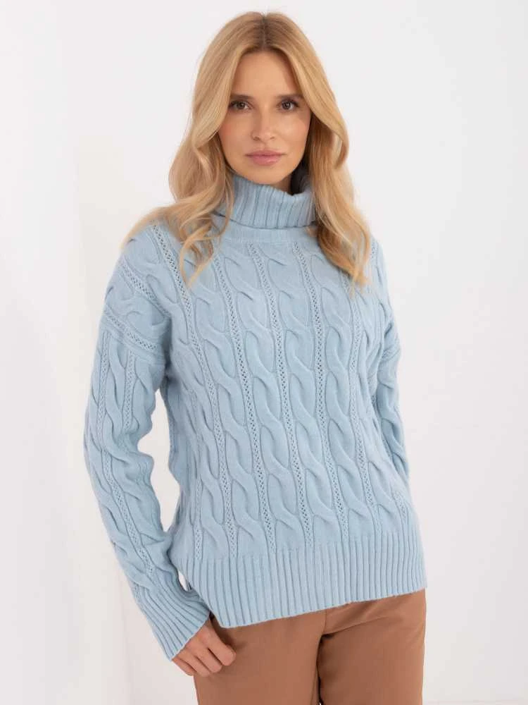 Wool Fashion Italia Megztinis-AT-SW-23445.00-šviesiai mėlynas