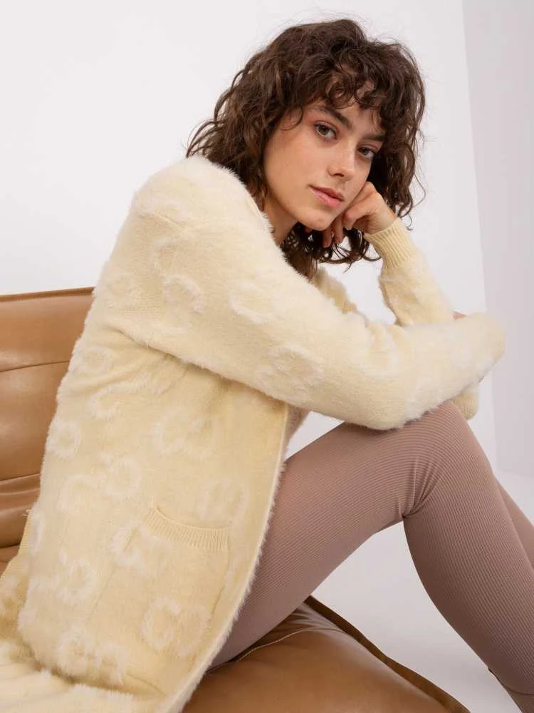 Wool Fashion Italia Megztinis-AT-SW-234502.38X šviesiai smėlio spalvos