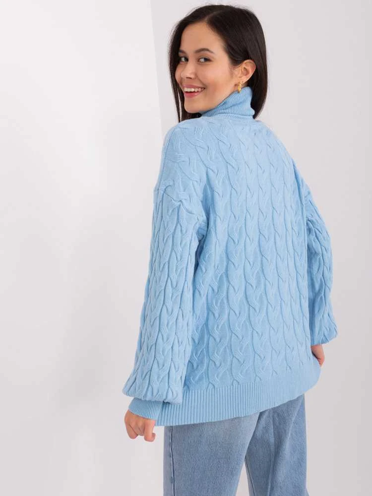 Wool Fashion Italia Megztinis-AT-SW-2348.88-šviesiai mėlynas