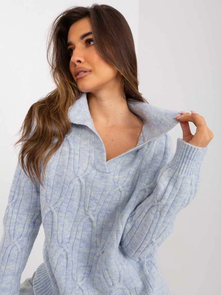 Wool Fashion Italia Megztinis-AT-SW-2349-2,27-dangaus mėlynumo