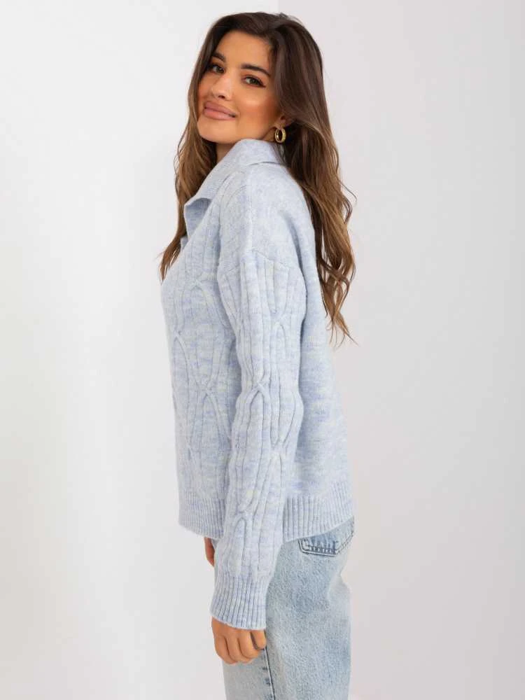 Wool Fashion Italia Megztinis-AT-SW-2349-2,27-šviesiai mėlynas