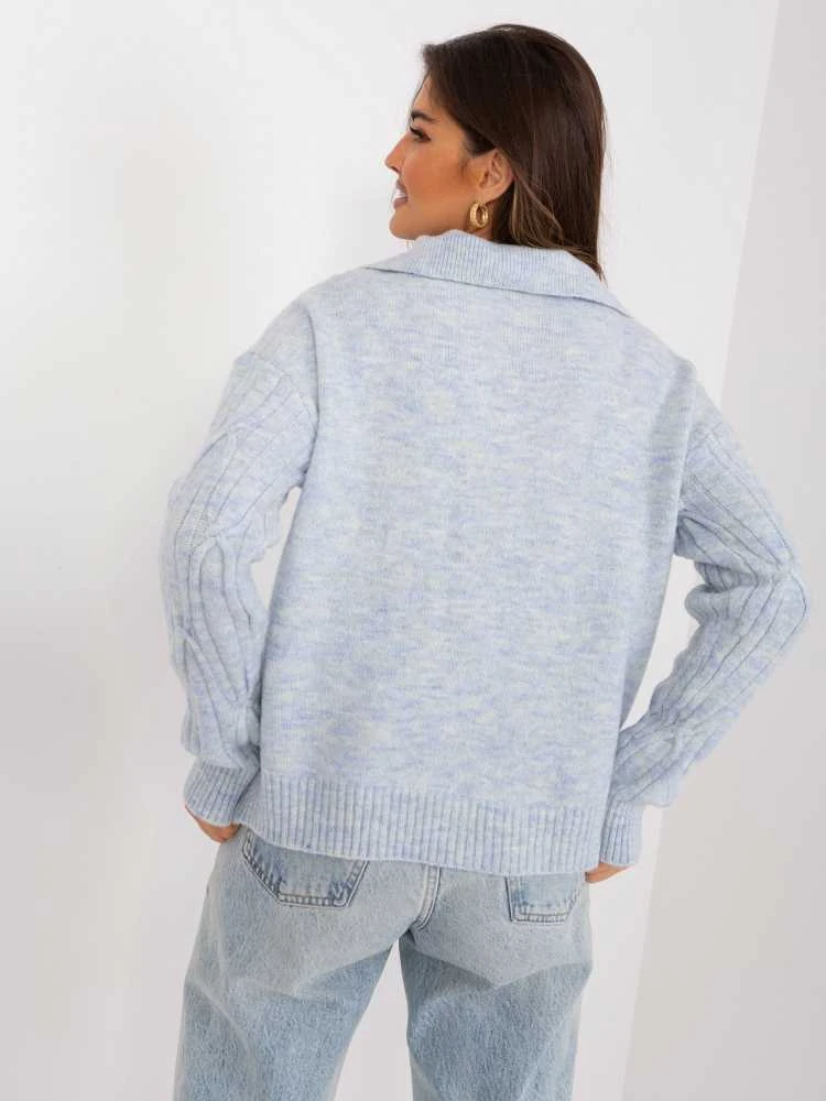 Wool Fashion Italia Megztinis-AT-SW-2349-2,27-šviesiai mėlynas