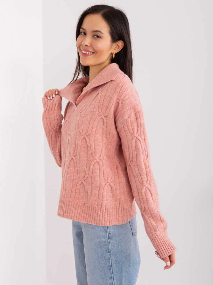 Wool Fashion Italia Megztinis-AT-SW-2349-2,96-tamsiai rožinis
