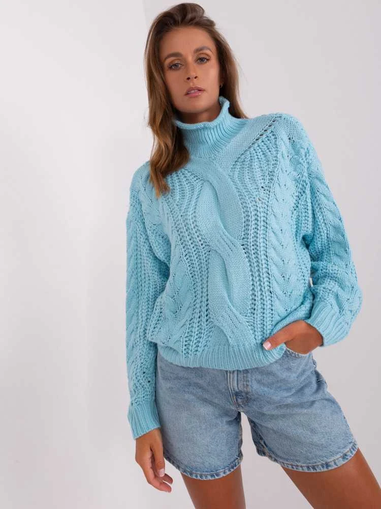 Wool Fashion Italia Megztinis-AT-SW-2350.91P-šviesiai mėlynas