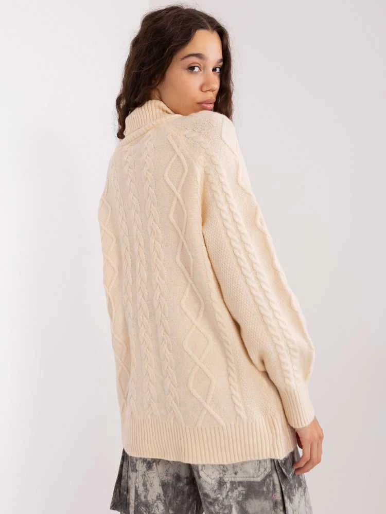 Wool Fashion Italia Megztinis-AT-SW-2355-2.12P-šviesiai smėlio spalvos