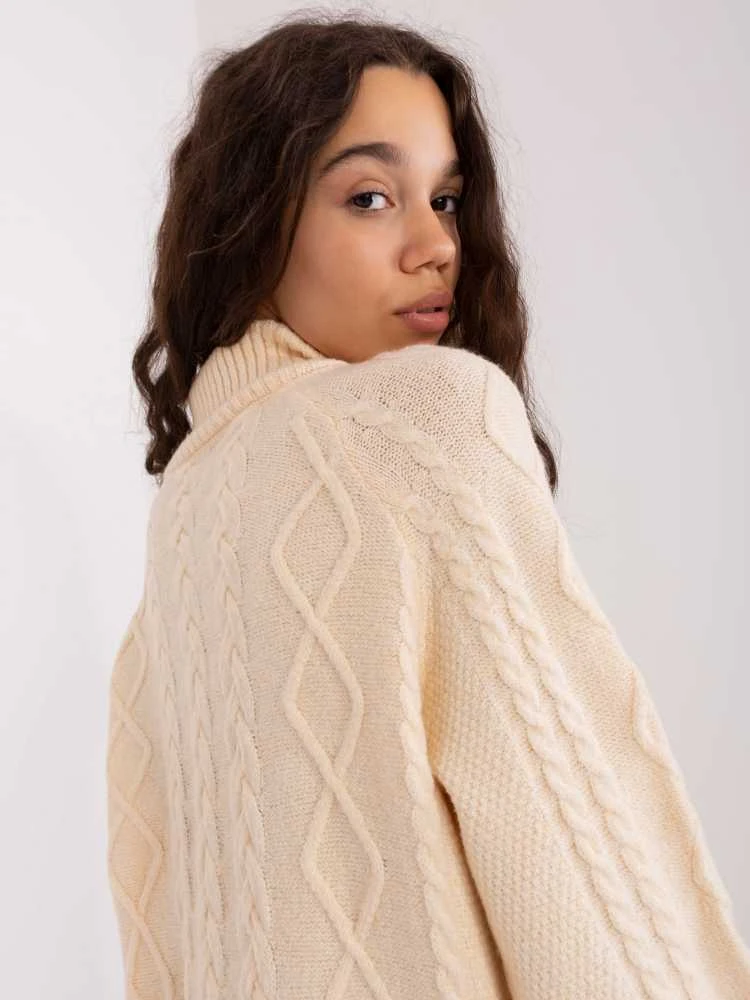 Wool Fashion Italia Megztinis-AT-SW-2355-2.12P-šviesiai smėlio spalvos