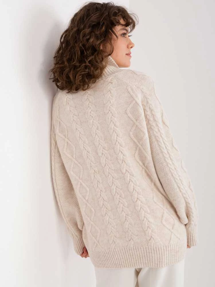 Wool Fashion Italia Megztinis-AT-SW-2355-2.12P-šviesiai smėlio spalvos