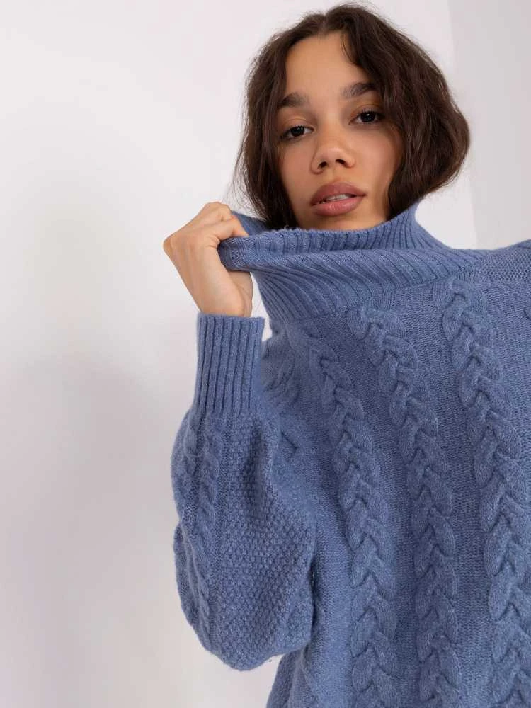 Wool Fashion Italia Megztinis-AT-SW-2355-2,30X-tamsiai mėlynas