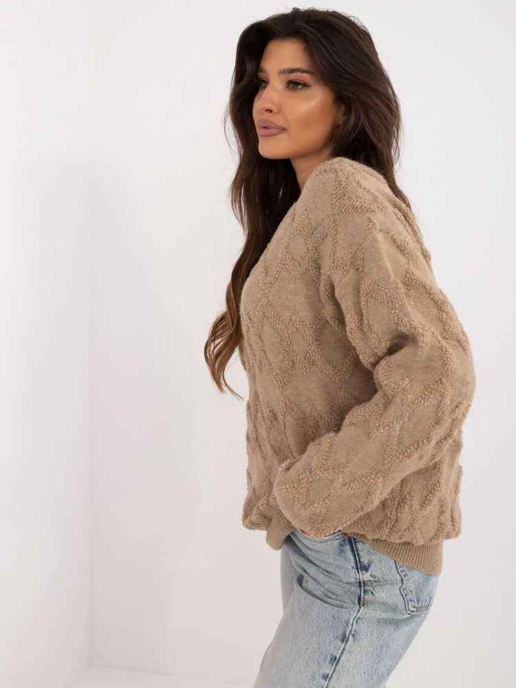 Wool Fashion Italia Megztinis-AT-SW-2361.61-tamsiai smėlio spalvos