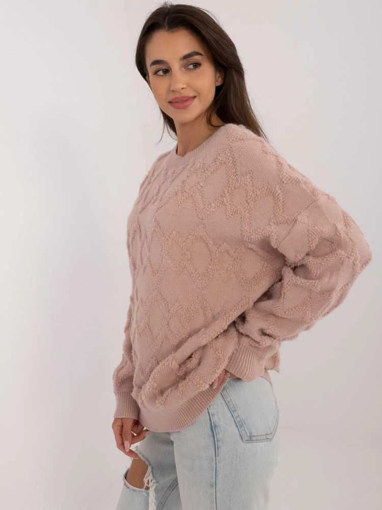Wool Fashion Italia Megztinis-AT-SW-2361.61-tamsiai rožinis