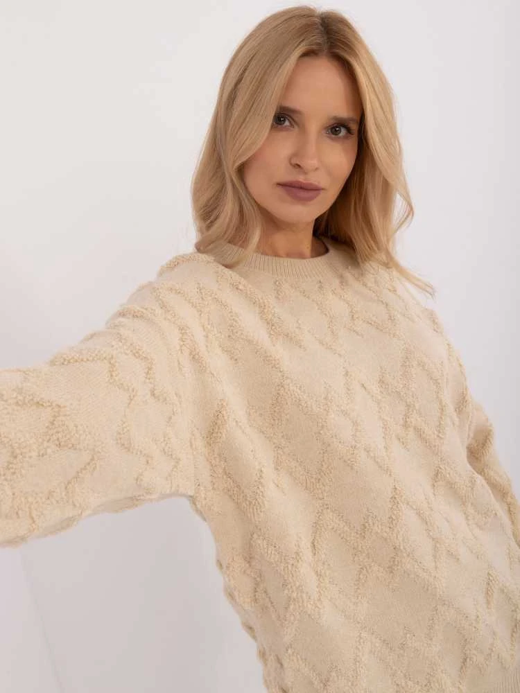 Wool Fashion Italia Megztinis-AT-SW-2361.61-šviesiai smėlio spalvos