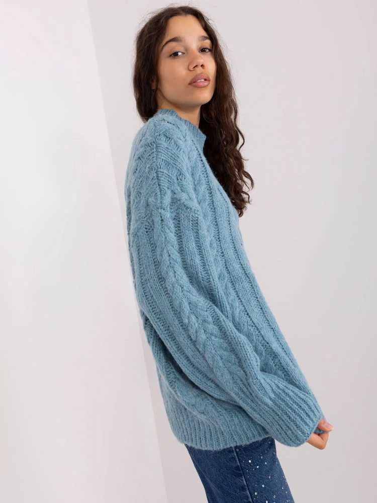 Wool Fashion Italia Megztinis-AT-SW-2363-2,30-mėlynas