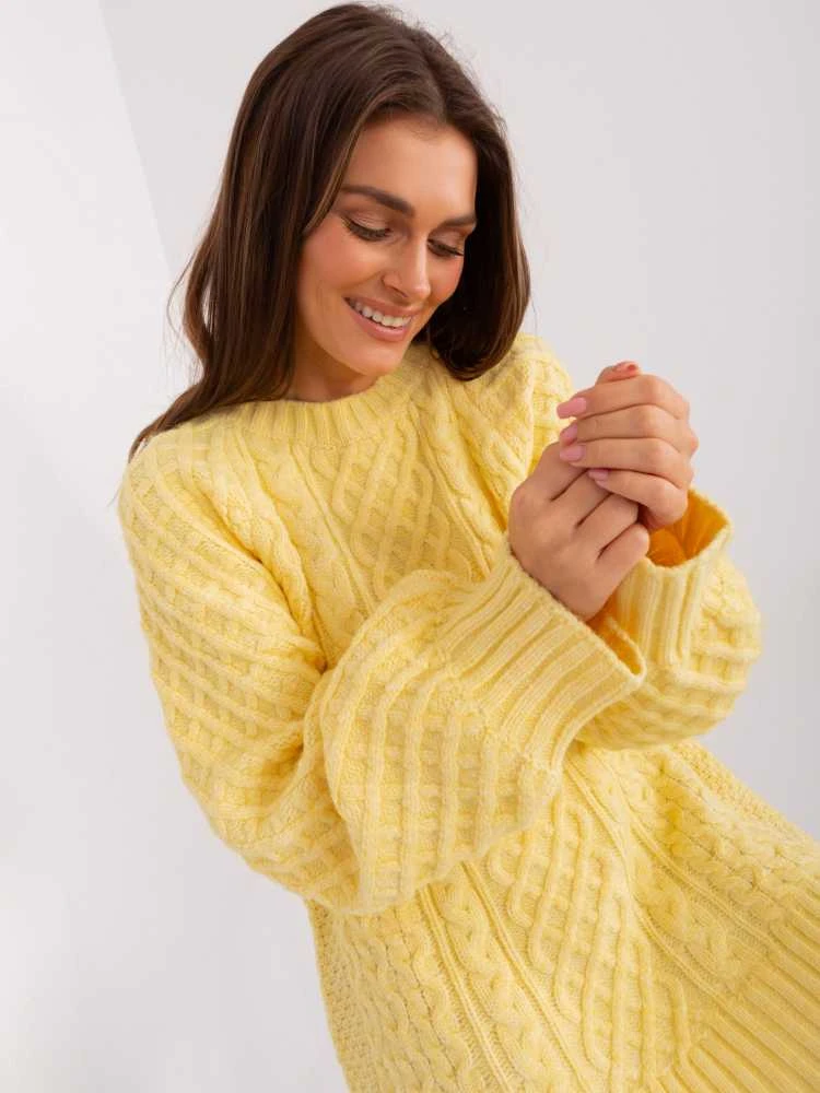 Wool Fashion Italia Megztinis-AT-SW-2367-2.64P-šviesiai geltonas