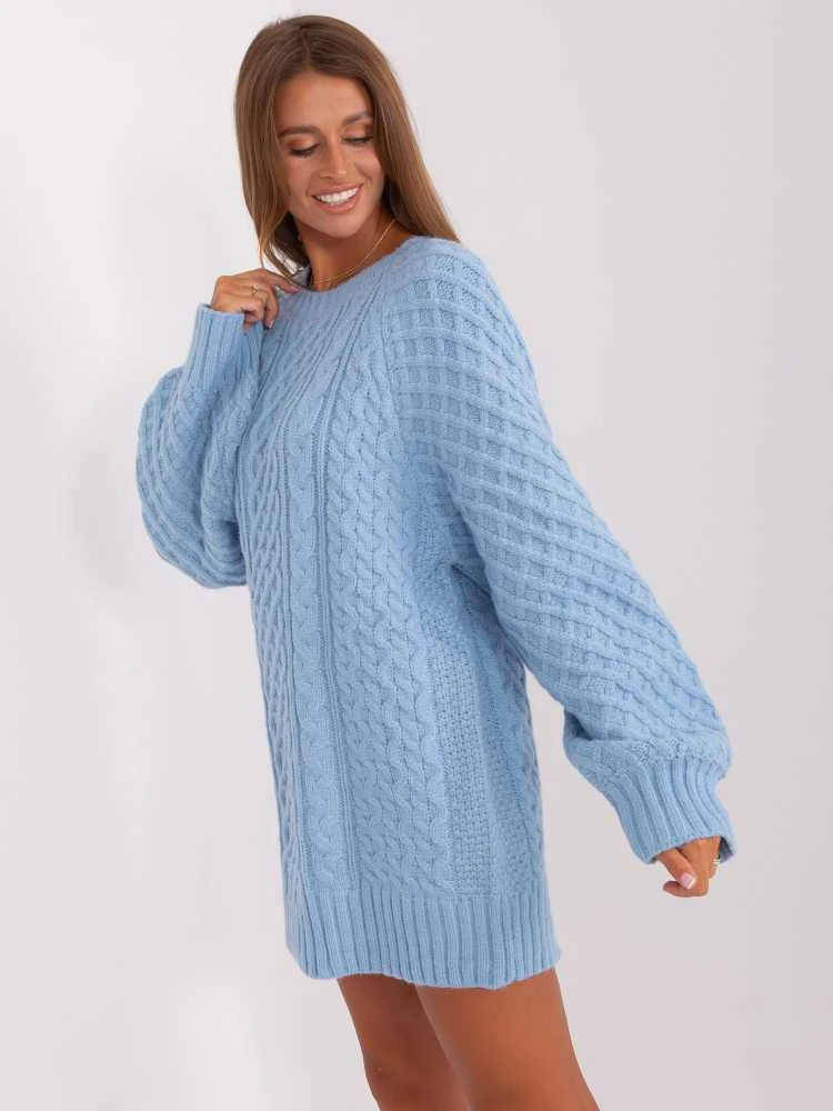 Wool Fashion Italia Megztinis-AT-SW-2367-2.64P-šviesiai mėlynas
