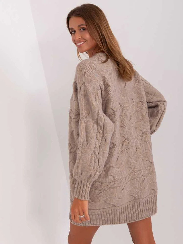 Wool Fashion Italia Megztinis-AT-SW-2367.76P-tamsiai smėlio spalvos